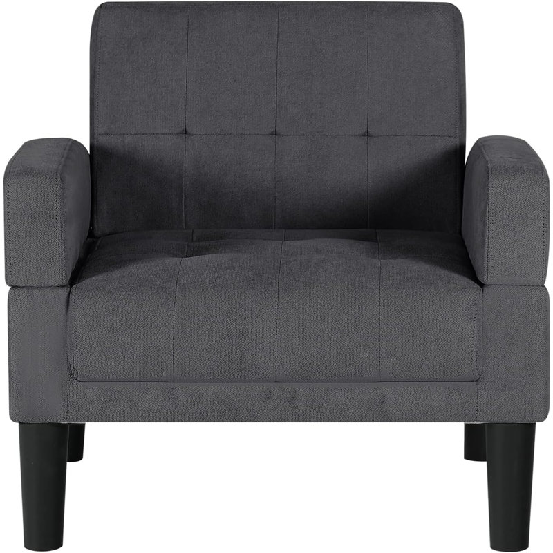 Britni Upholstered Armchair, Dark Gray 100% Linen