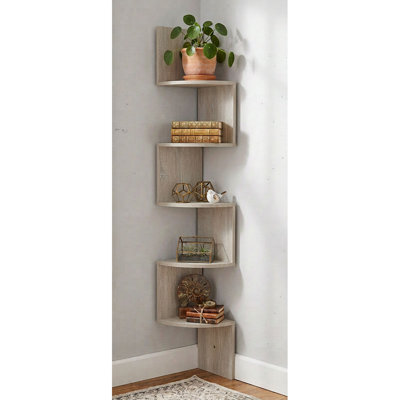 Home Basis 5 Tier Corner Shelving, Oak