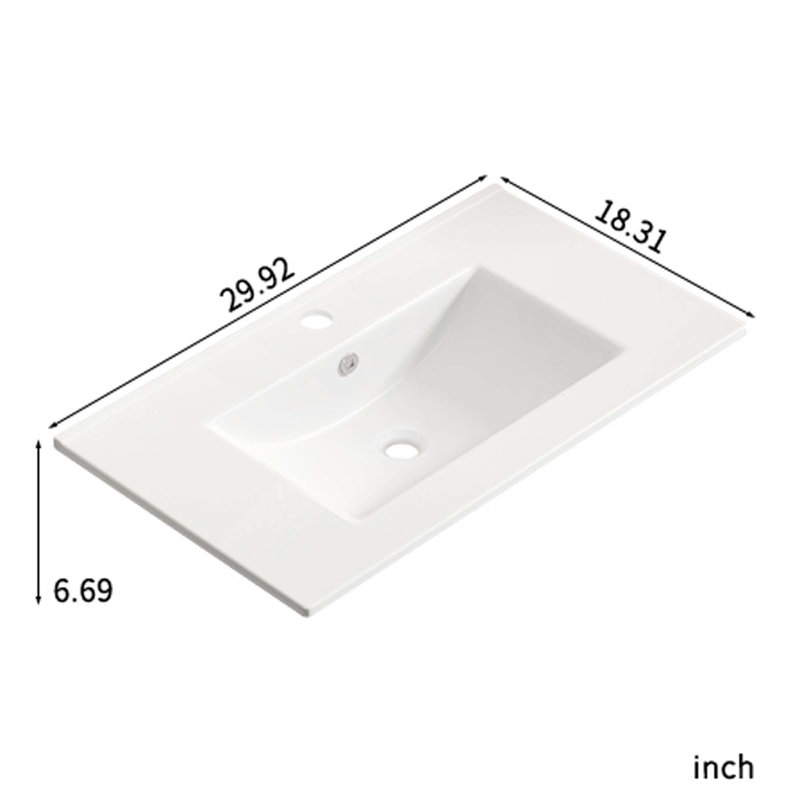 Lavabo vasque de salle de bain, comptoir en céramique avec trop-plein, pratique pour ranger des objets personnels