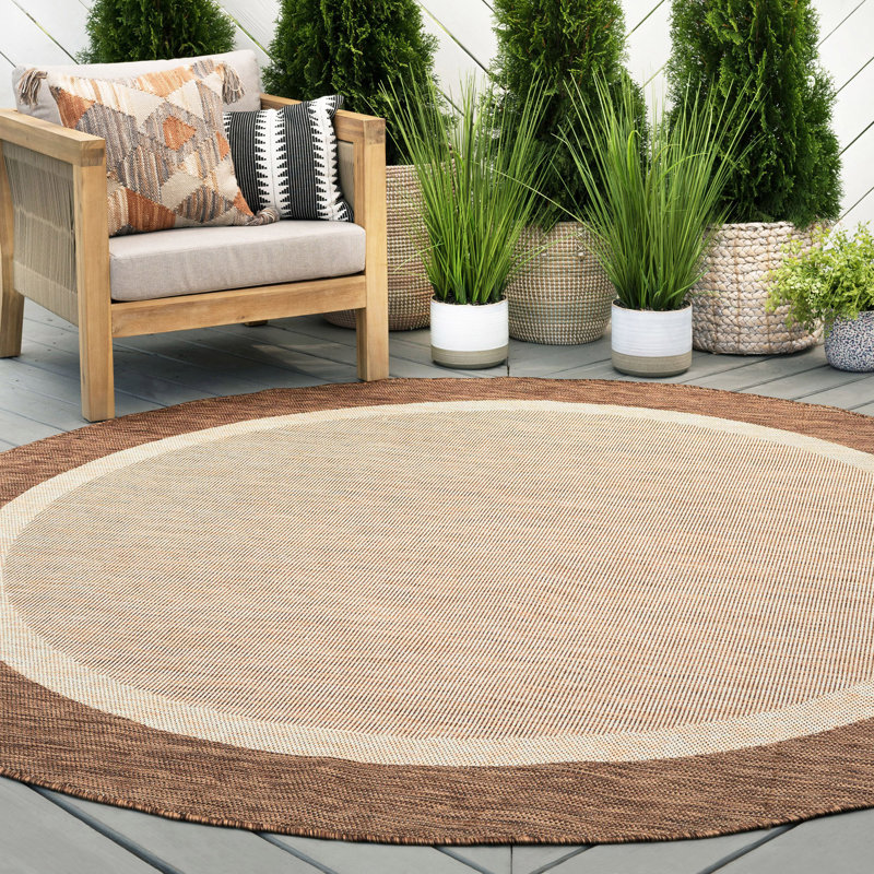 Tapis brun / crème Devon, Rond 5 pi 3 po