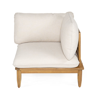 Chaise de coin d'extérieur en bois d'acacia avec coussin, finition teck Sacova