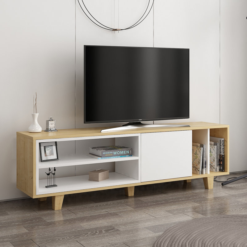 Tolbert Unfinished TV Stand for TVs up to 70", Oak/White