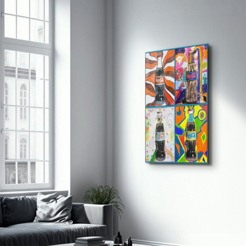 Élégante peinture murale en verre trempé de 13,8 po x 21,7 po | 100% verre trempé, épaisseur: 0,16 pouce | Imprimé UV pour des couleurs éclatantes | Parfait pour la décoration intérieure, le salon et les espaces de bureau