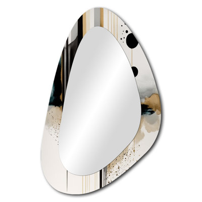 Abstract Transitional Modern Shapes I - Abstract Shapes Asymmetrical Decorative Wall Mirror, Modern Irregular Shape Mirror, Printed Metal Art