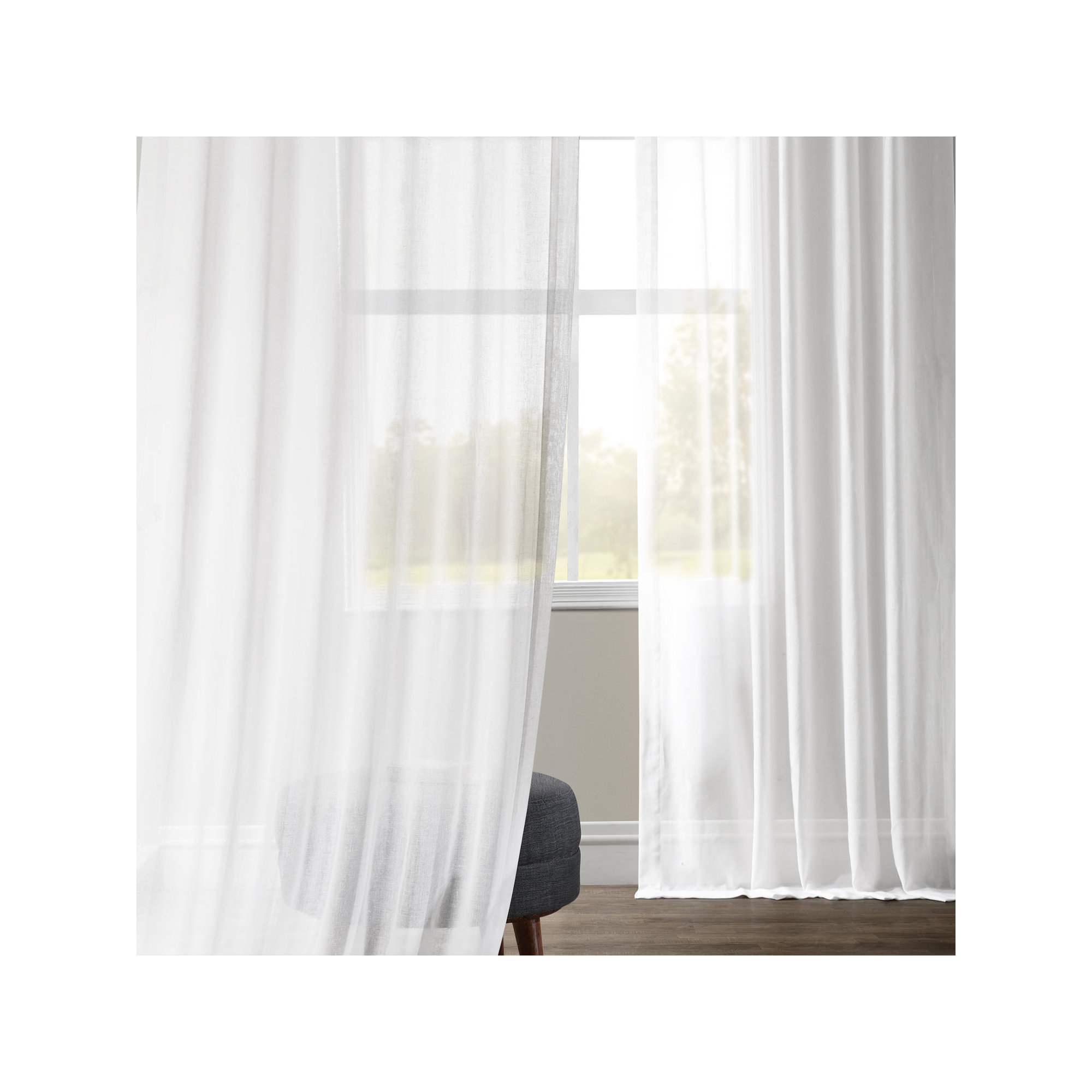 Larsa Sheer Linen Blend Curtain, White Orchid, 50" W x 84" L