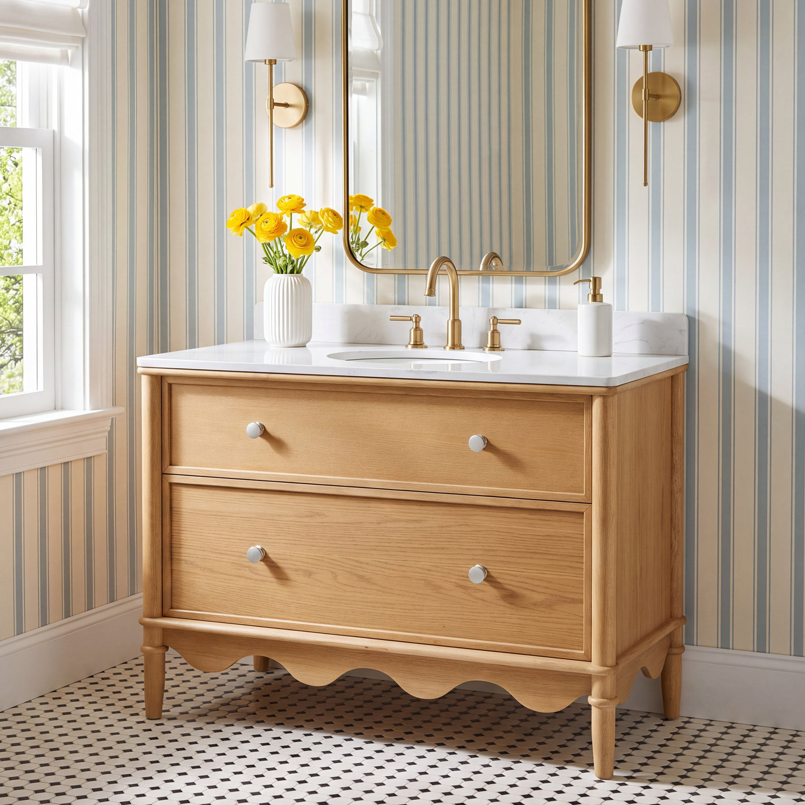 Juliette Bathroom Vanity, Enhanced Natural Oak, 48"