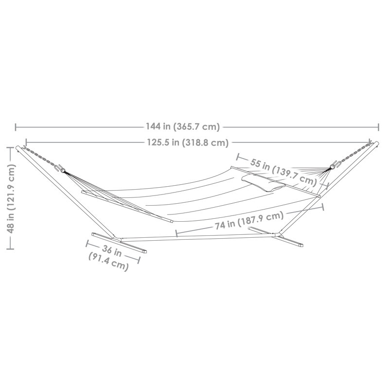 Hamac de bar en polyester matelassé pour 2 personnes avec support Mullin - noir / blanc, Noir / blanc