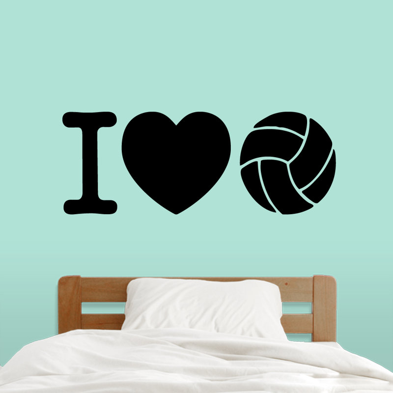 Décalcomanie murale i love volleyball, Noir