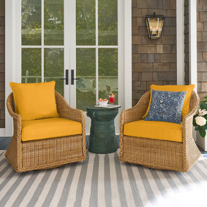 24"W X 24"D Outdoor Deep Seating Cushions 6.5” Indoor/Outdoor Seat And Back Cushion, Cushions Only, Yellow