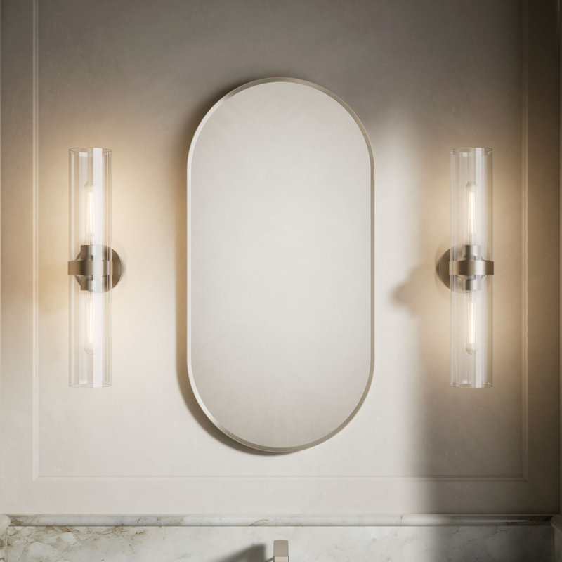 Essential Decorative Bathroom / Vanity Mirror, Brushed Nickel, 36" x 18"
