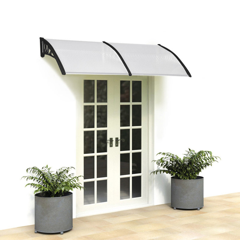 Dakota Fields 1.9cm W x 1cm D Plastic Clear Cover Retractable Door / Window Awning, Black