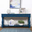 Console en bois de 160 cm de long avec 3 tiroirs et 1 tablette du bas pour l'entrée ou le couloir. Montage facile. Table d'appoint extra-épaisse (bleu marine).-901178288
