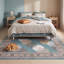 Tapis Hawthorn Modern Circles géométrique bleu sarcelle beige gris brun blanc, lavable à la machine, antidérapant, à poils courts, pour l'intérieur et l'extérieur, adapté aux animaux domestiques, idéal pour le salon, la chambre, la salle à manger, l'entrée, le couloir ou le bureau.-337656214