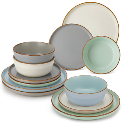 RENIOO Stoneware Dinnerware Set 12 Piece - Service for 4