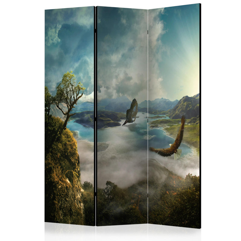 Hamas 135 cm W x 172 cm H 3 - Panel Solid Wood Folding Room Divider