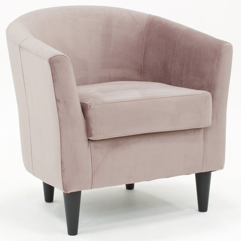 Fauteuil demi-tonneau l 31,5 po Kronos, Velours chantel rose, Noir