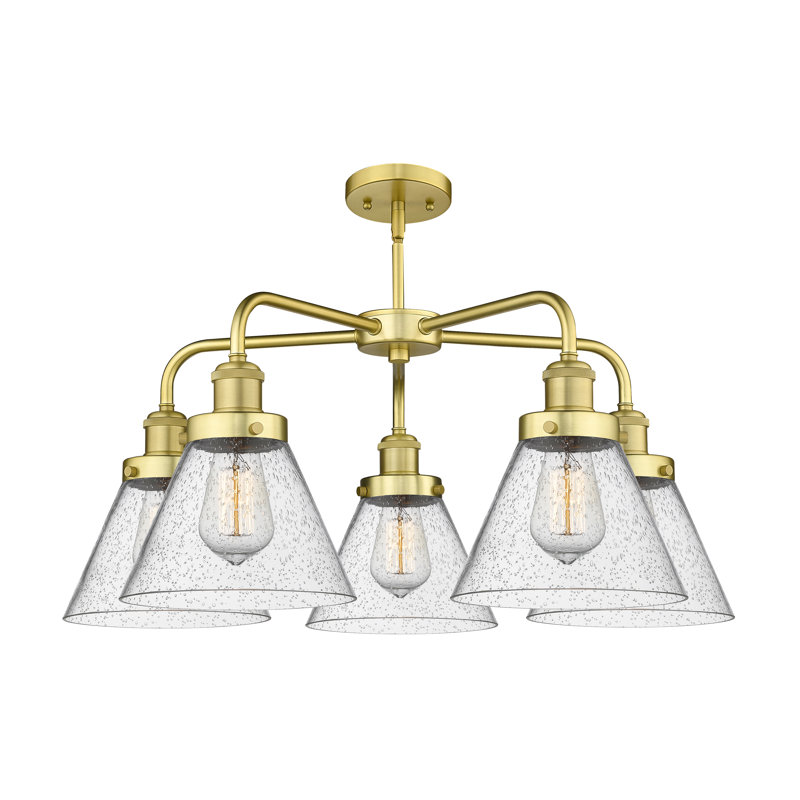 Lustre suspendu 5 lumières Cone, Grainé, Or satiné