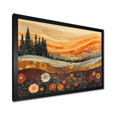 «Gobrias Wildflowers Farm Landscape Of Autumn River III», art mural fleurs sauvages