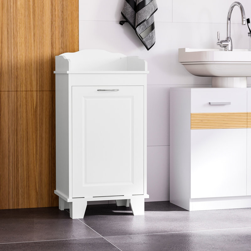 31" Tilt Out Bathroom Storage Hamper, White Cabinet With Water Base Fire- Material