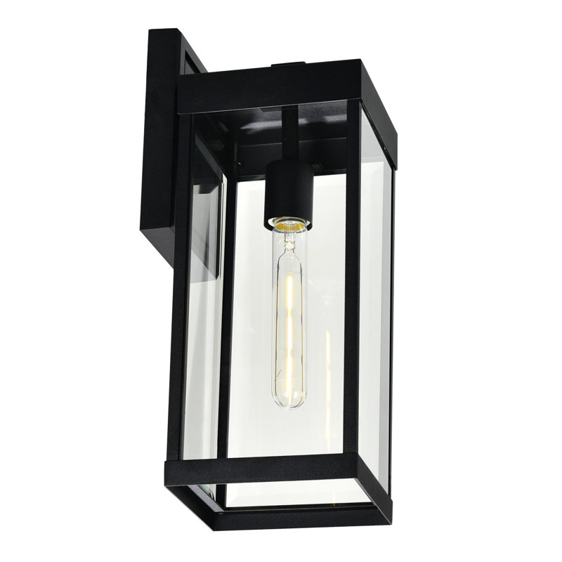 6''x 6'' 1 Light Black Outdoor Wall Light – Weather-Resistant Exterior Lantern with E26 Bulb Base, 14.50" H x 6" W x 6" D