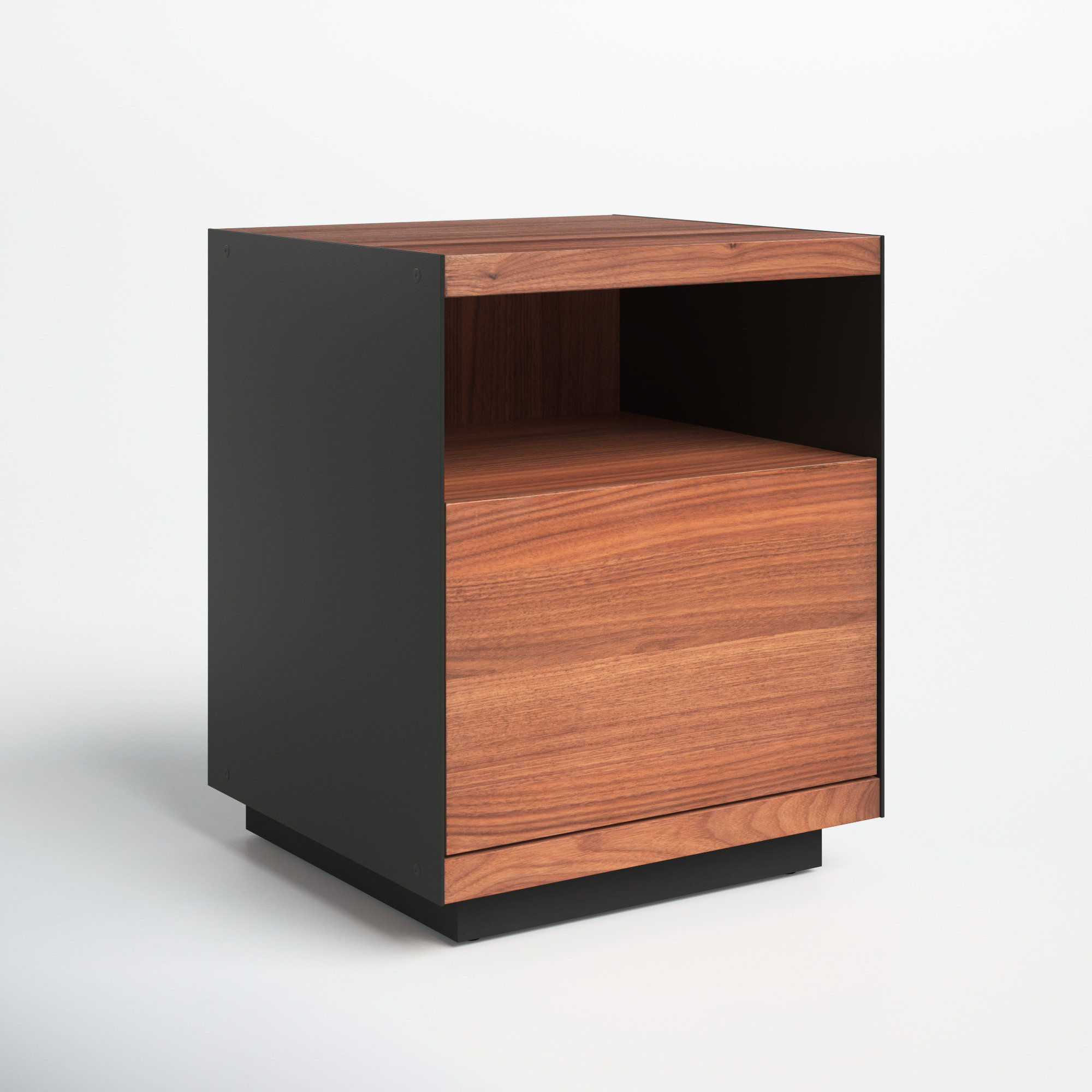 Urara 1 - Drawer 19.6" Nightstand In Valnut/Black/White