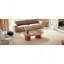 Table basse ovale en bois avec rangement 45,3 po, plateau en noyer avec pieds rouges, table de salon Mid-Century moderne, mobilier d'appoint de style campagnard pour grands espaces, assemblage facile