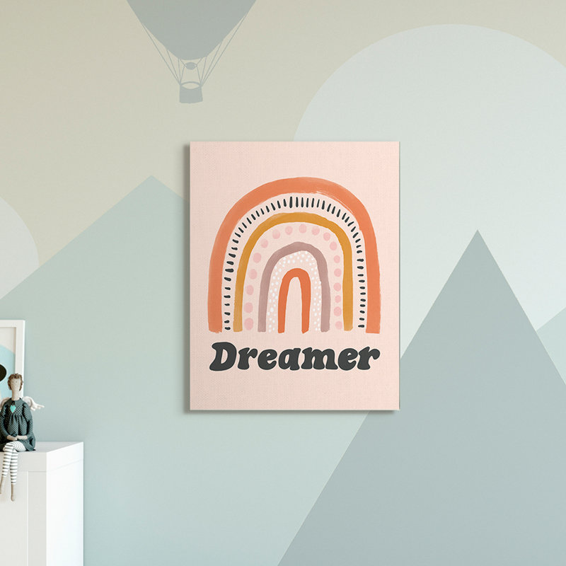 Dreamer Sentiment, fantaisie, arc-en-ciel, orange, rose, Toile tendue, H 40 po x l 30 po