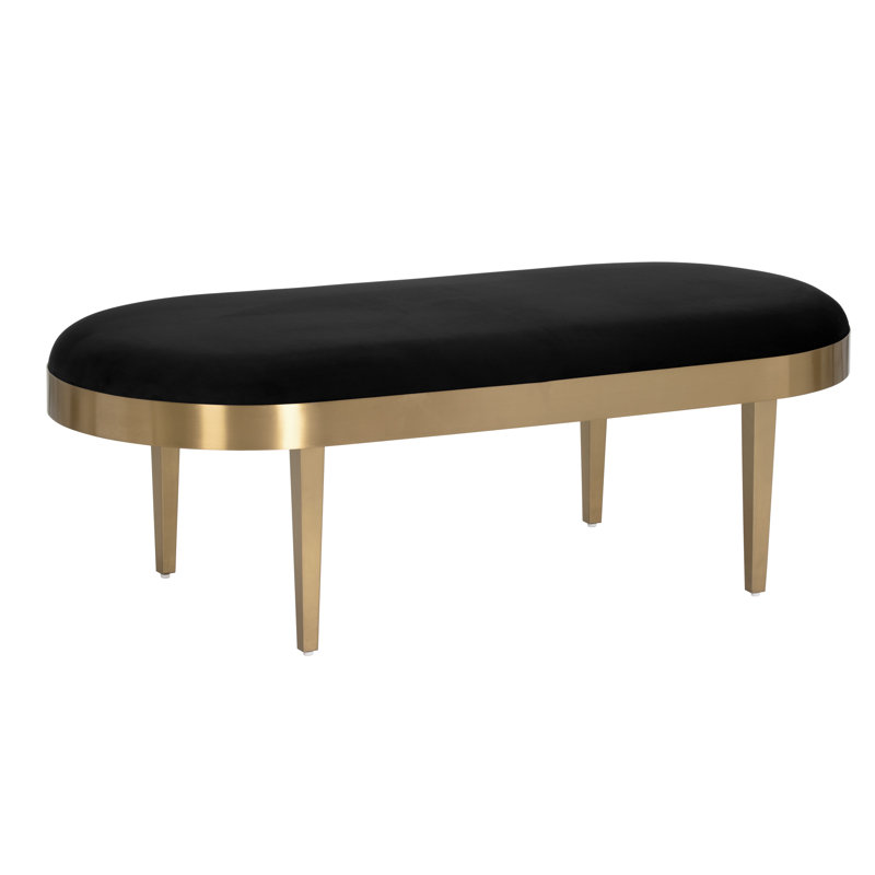 Banc rembourré en velours, Noir