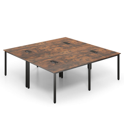 2 Pcs 95" X 48" Large Meeting Table Seats Up To 10 People 2 Cable Grommets For Office by 17 Stories