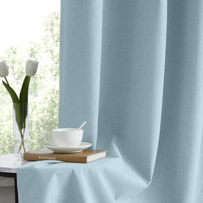 100%  Linen Textrued Curtains For Living Room, Full Light Blocking Thermal Insulated Grommet Curtain Drapes With Back For Bedroom