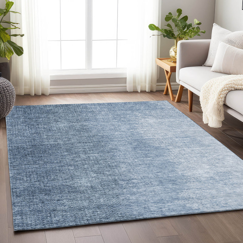 Premium Machine Washable Prisco Blue Rug, Rectangle 9' x 12'