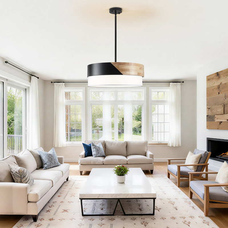 5-Lights Dimmable Farmhouse Drum Chandelier