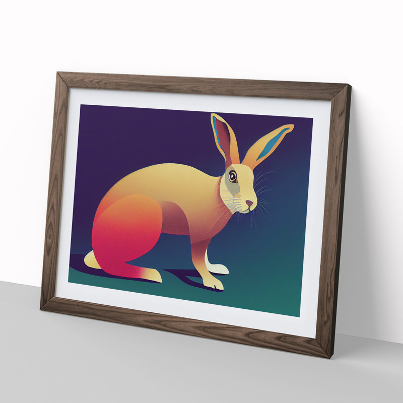 Modern Art Rabbit Abstract - Framed Print, 34cm H x 46cm W x 2cm D, Brown Framed