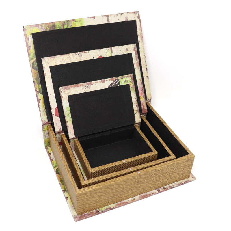 Ensemble de 3 boîtes à livres décoratives en bois