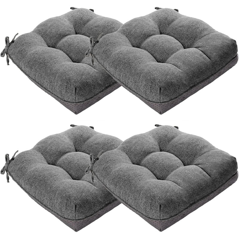 Set Of 4 Dining Chair Cushions Grey