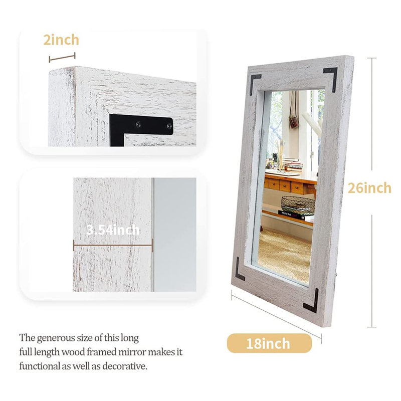 Forbell Wood Wall Mirror, White, 26" x 18"