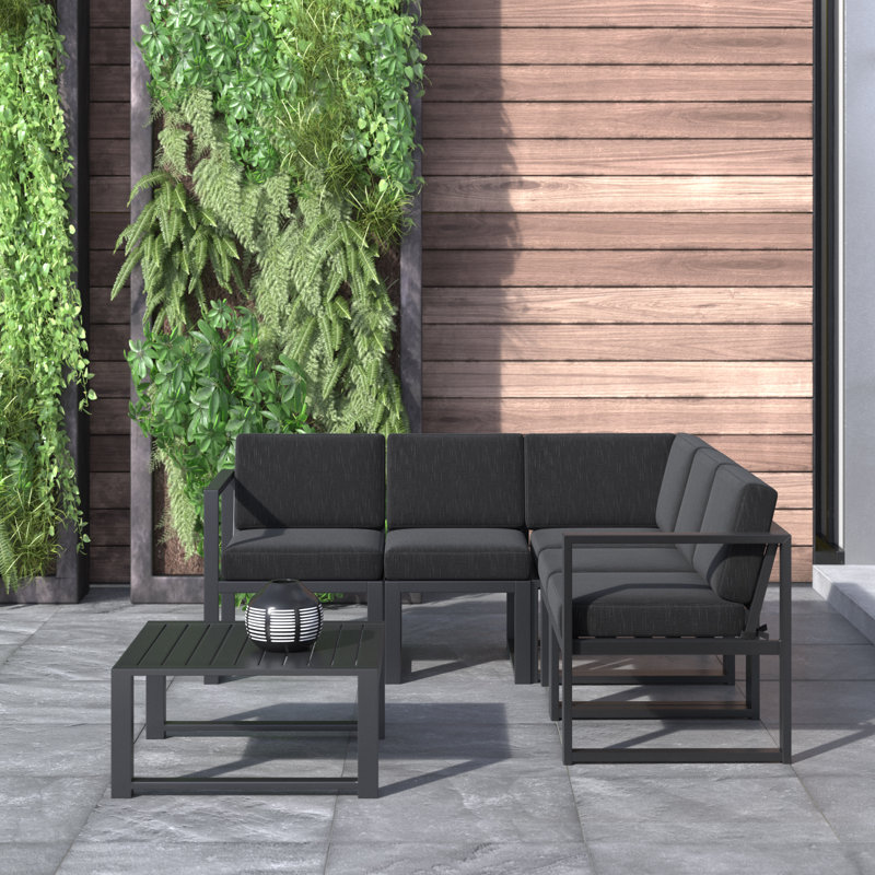 Ensemble de conversation modulaire 6 pièces avec coussins Tejas