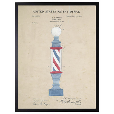 Barber Pole Patent in Black Frame