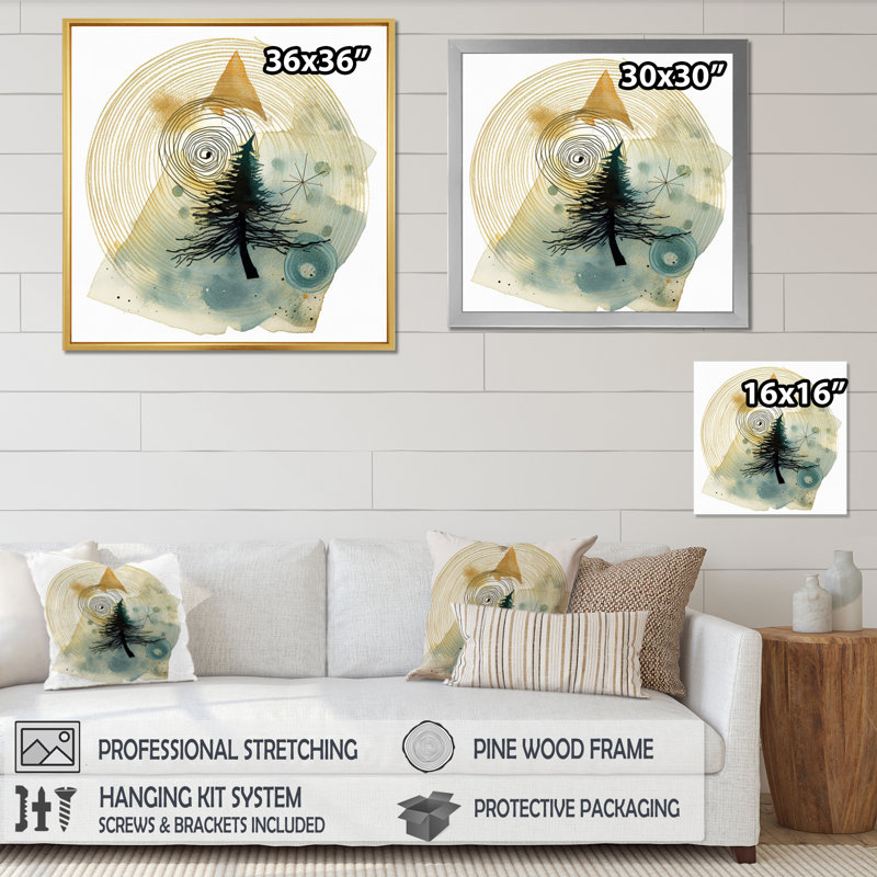 «Abstract Landscape Of Mountains Moon and Tree V», reproduction d'art sur toile, H 24 po x l 24 po x P 1 po