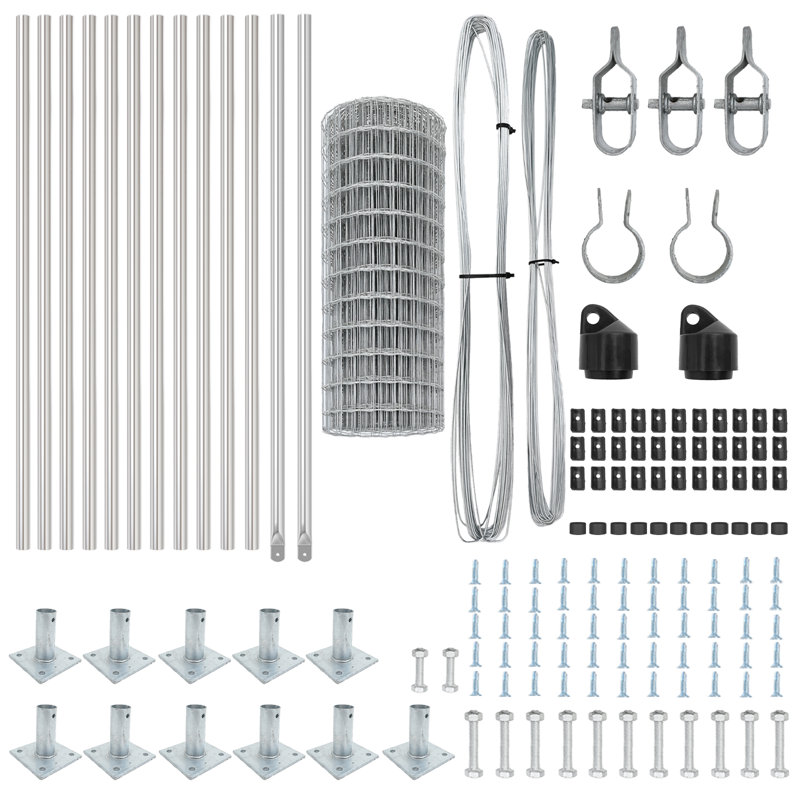 Galvanised Steel Border Fencing, 40 x 2500 x 0.2 cm, Silver
