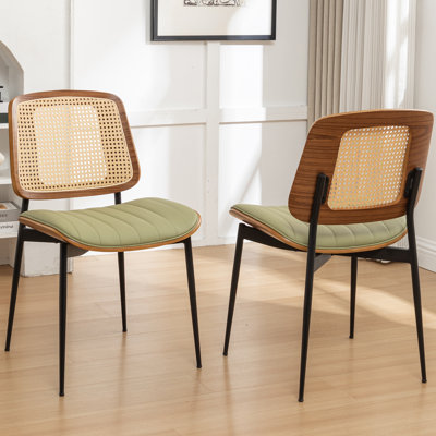 Shrihan Upholstered Rattan Dining Chairs