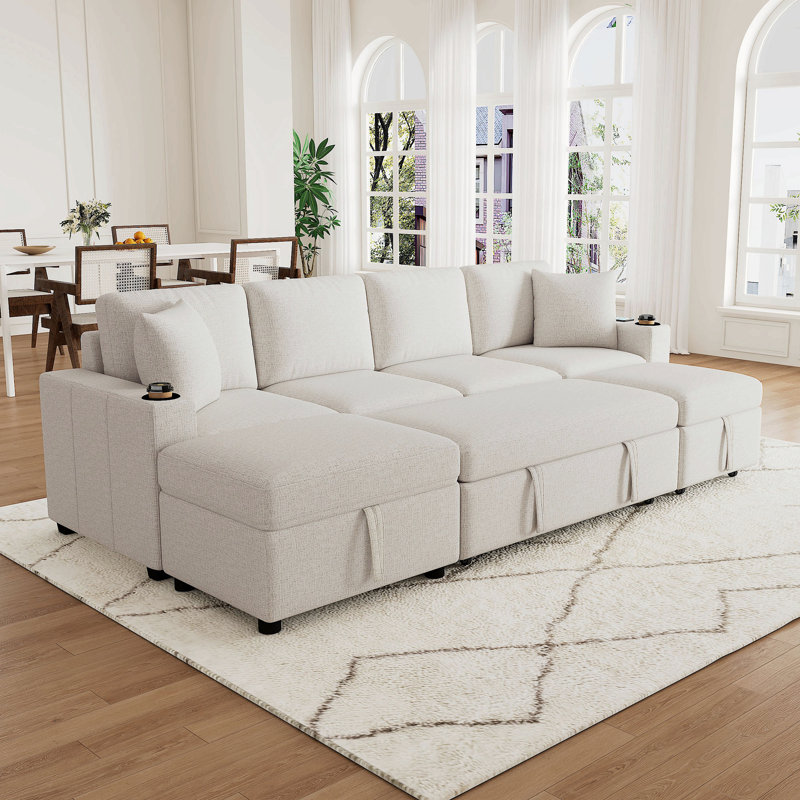 Canapé-lit modulaire convertible en L de 109,1 po avec canapé-lit et canapé-lit en U