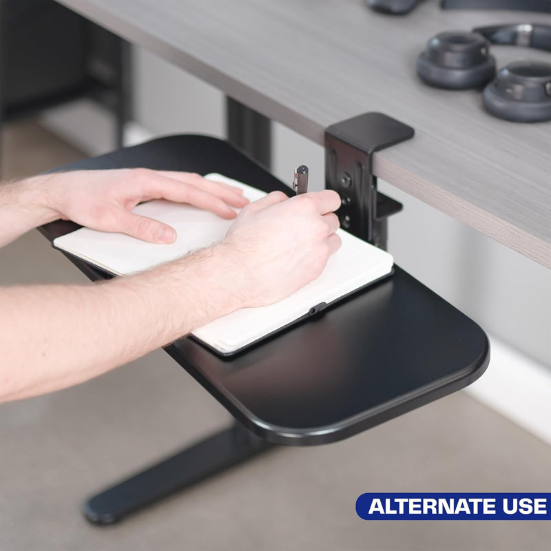 Plateau à clavier 22,8 po pivotant à 360 ° sous le bureau, support ergonomique pivotant pour clavier et souris standard