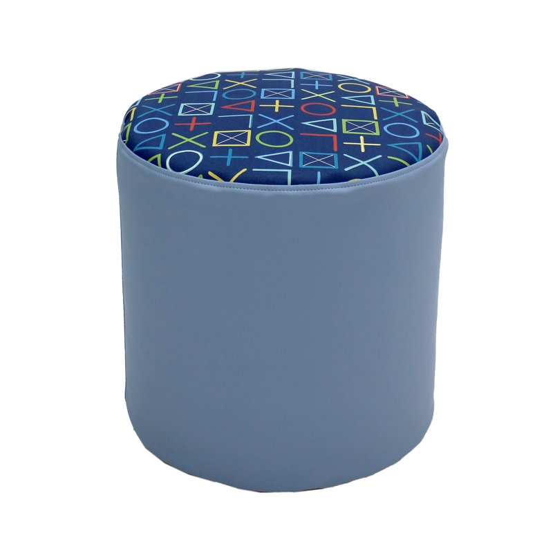 Pouf rond en édition limitée, Similicuir XO bleuet