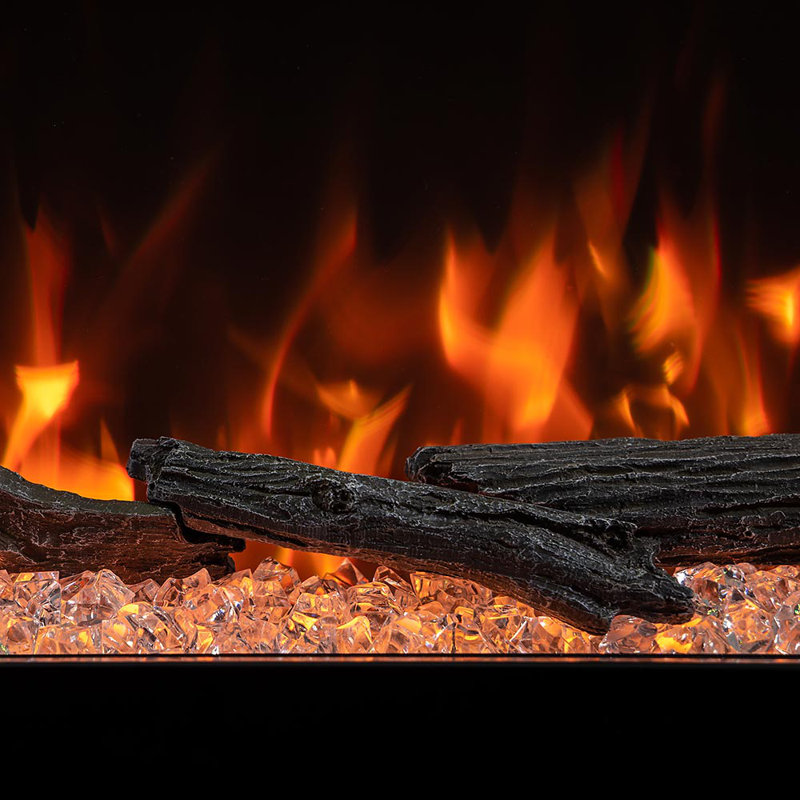 Modern Black 50-Inch Smart Linear Electric Fireplace with LED Flame