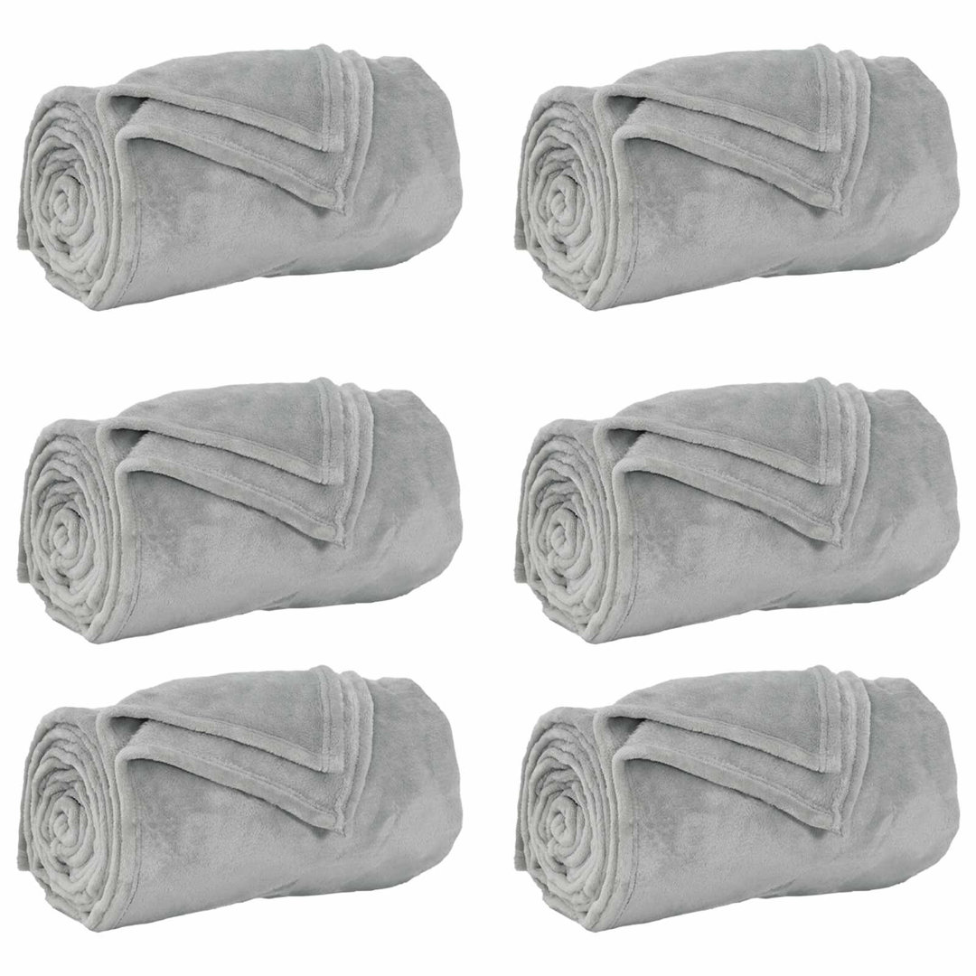 Vidaxl Throw Blankets 6 Pcs Grey 220 X 240 Cm Fleece - Image 2