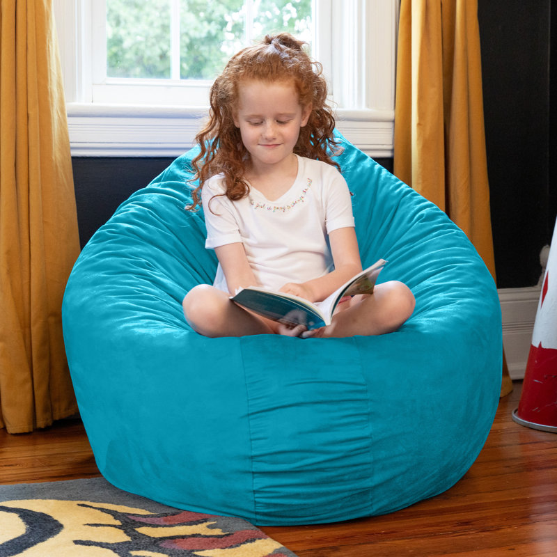 4 Ft. Cocoon Kids Bean Bag Chair and Crash Pad - Microsuede, Aqua Microsuede