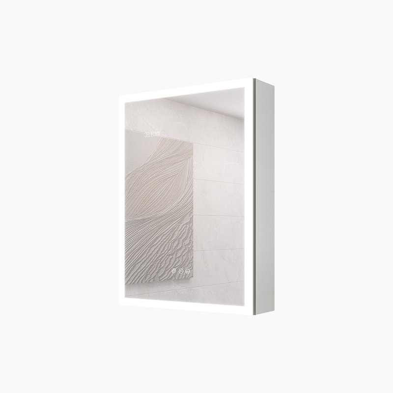 Armoire à pharmacie de salle de bain avec lumières, armoire à pharmacie DEL 28 po x 20 po avec miroir, armoire à pharmacie lumineuse avec désembueur, gradateur, horloge numérique et affichage de la température, montage en surface