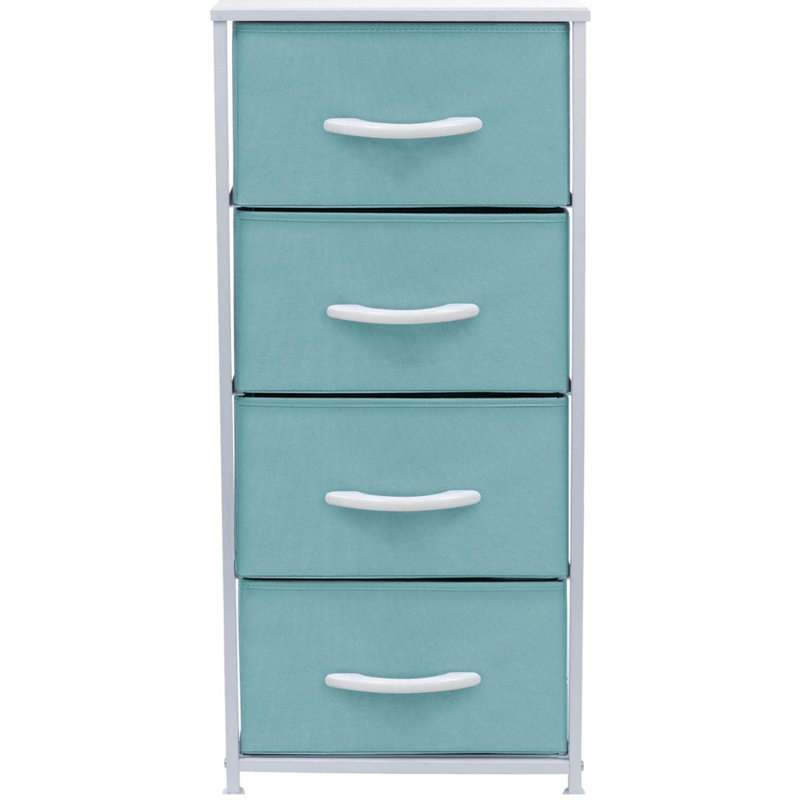 Commode 4 tiroirs - Aqua, Aqua / blanc