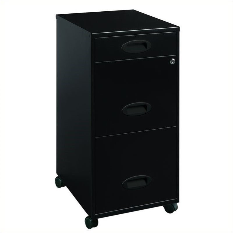  3 Drawers Vertical Black Metal Filing Cabinet Pre-assembled
